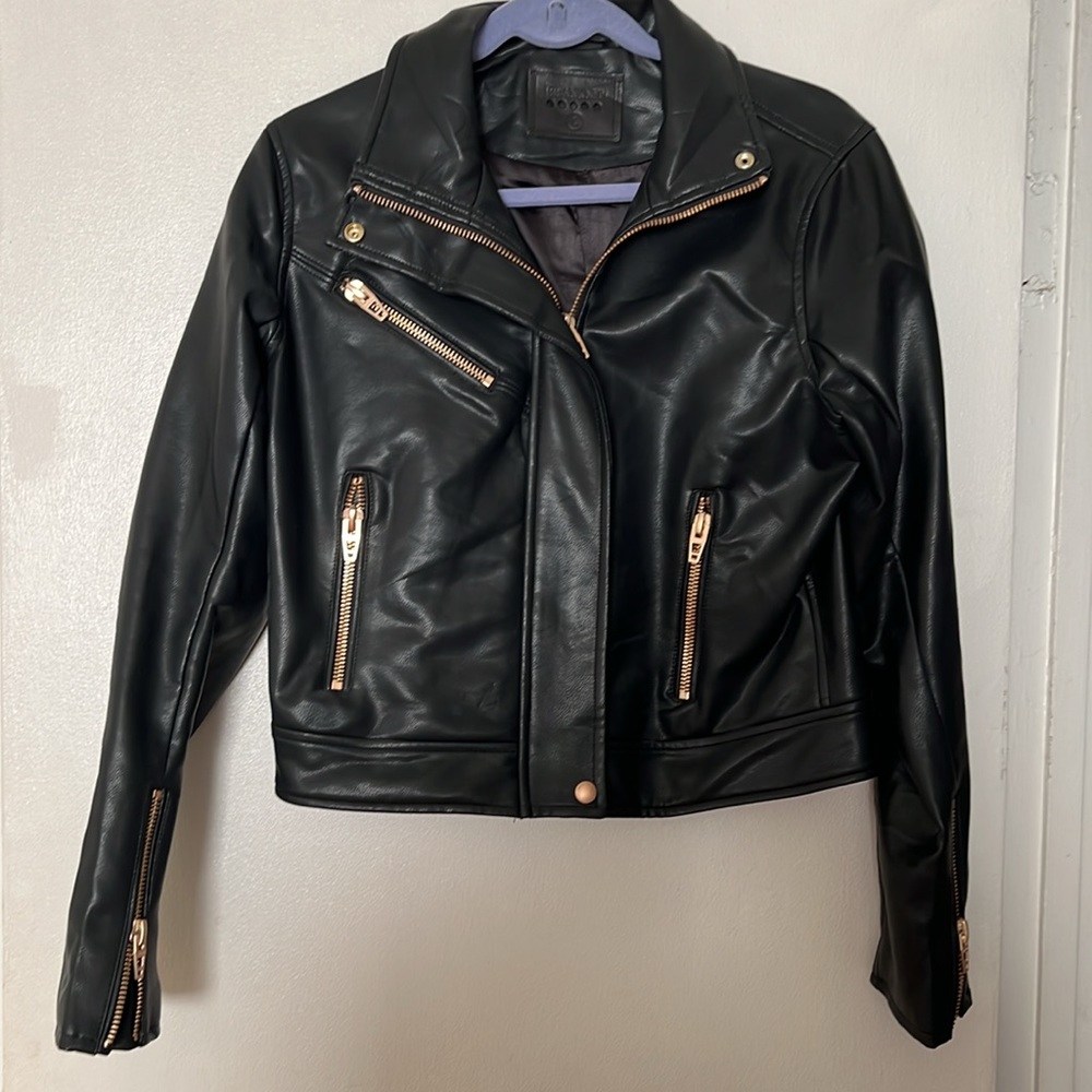 Blank vegan leather Moto jacket